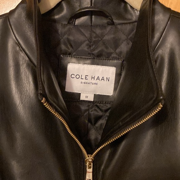 Cole Haan Faux Leather Black Moto Jacket - Brand New W/O Tags - Picture 2 of 5